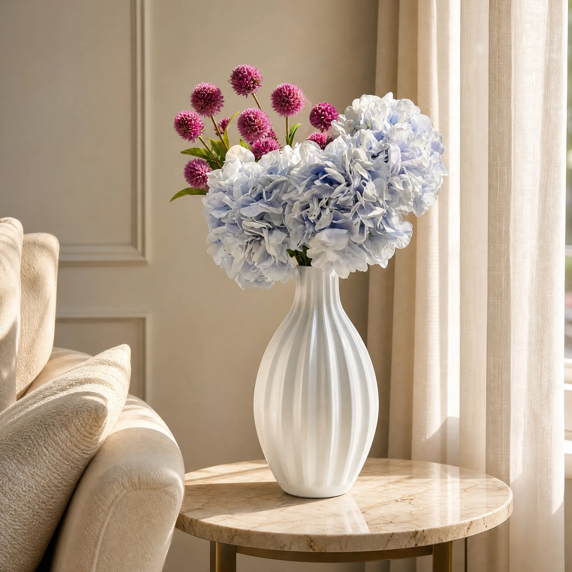 Bouquet d'Hortensias bleus 5 tiges