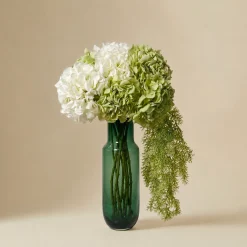 Bouquet d'Hortensias verts et blancs 8 tiges