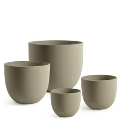 4 Cache-Pots Terra arrondis beige granito