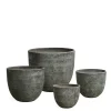 4 Cache-Pots Terra arrondis gris-vert