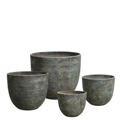 4 Cache-Pots Terra arrondis gris-vert
