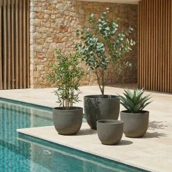 4 Cache-Pots Terra arrondis marron granito