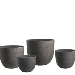 4 Cache-Pots Terra arrondis marron foncé