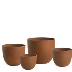 4 Cache-Pots Terra arrondis orange terracotta