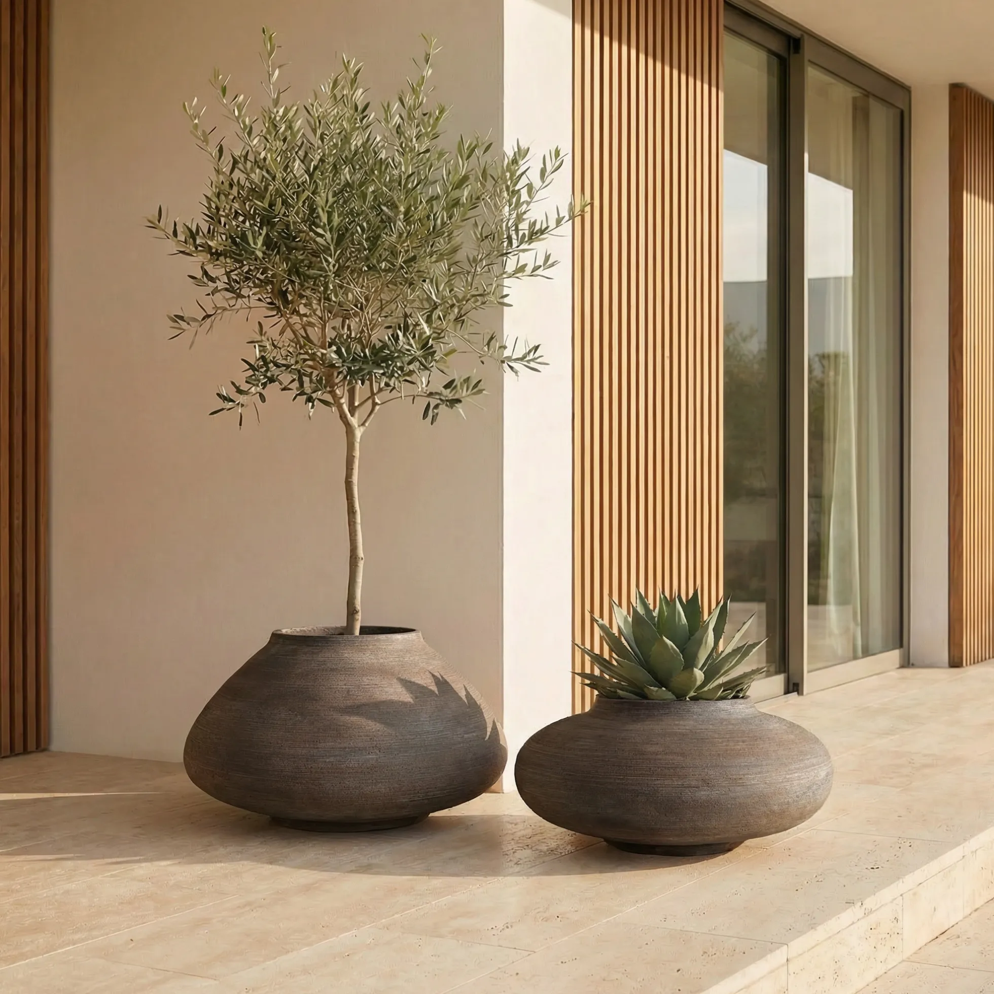 Cache-Pot Zen galbé 37 cm