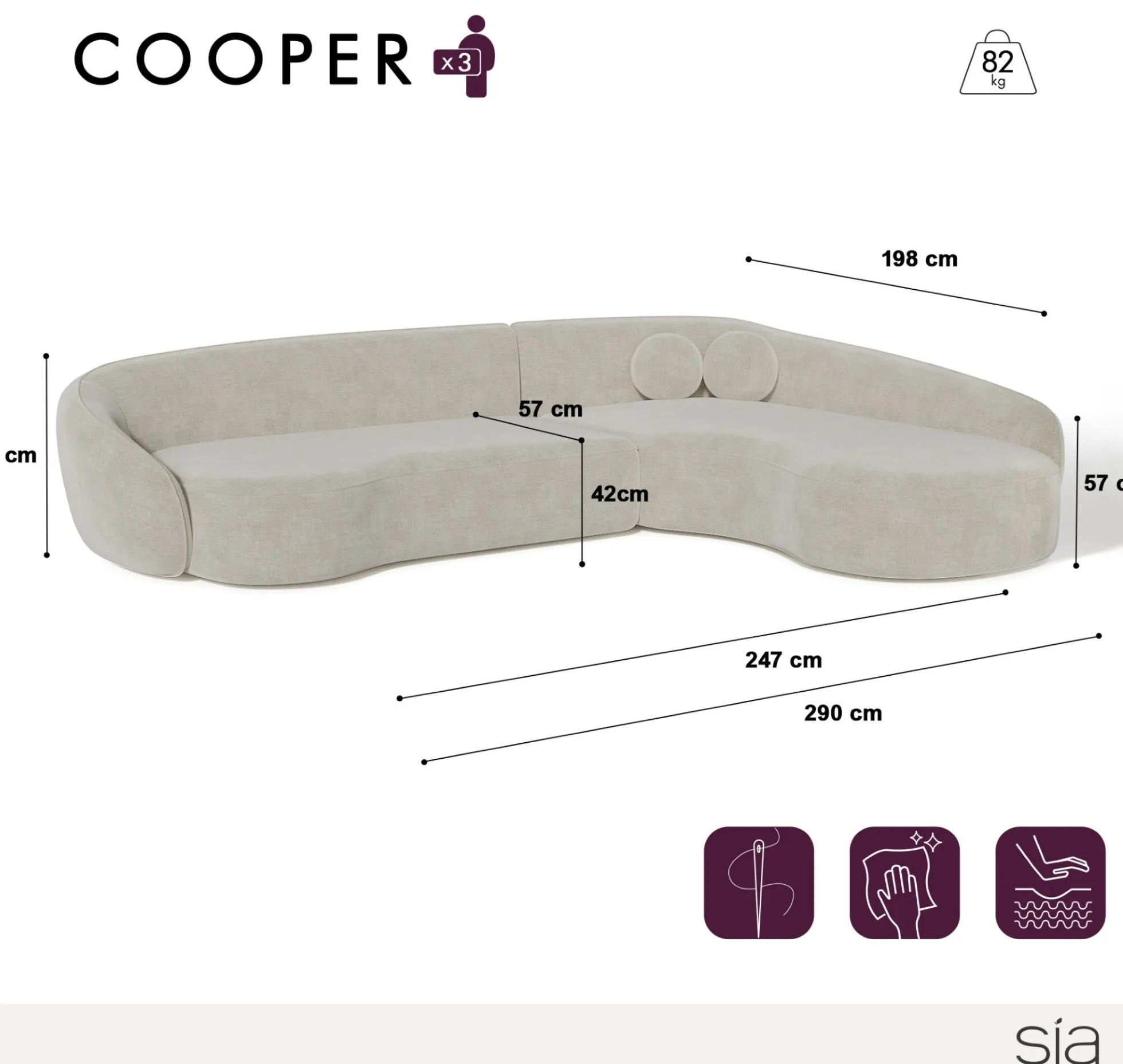 Canapé d'Angle Droit Cooper