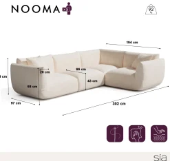 Canapé d'angle droit modulable 5-6 places NOOMA