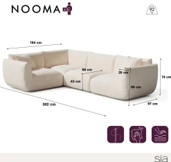 Canapé d'angle gauche modulable 5-6 places NOOMA