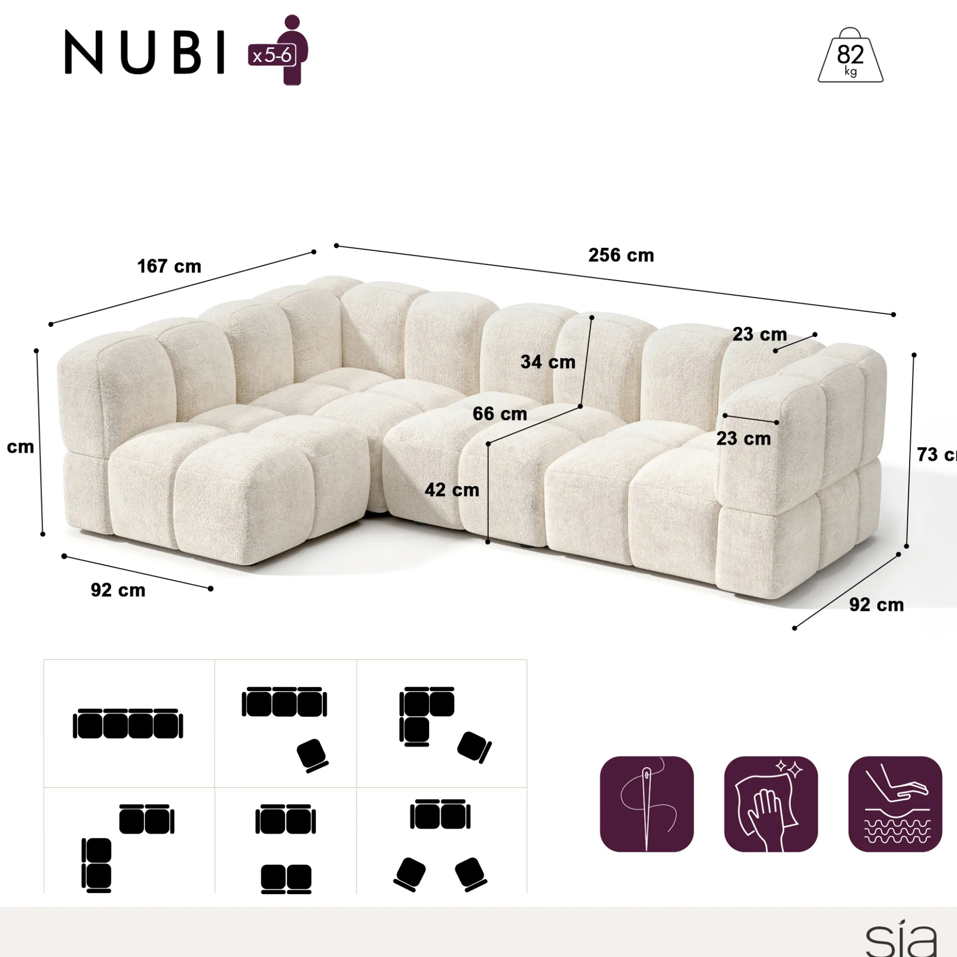 Canapé d'angle gauche modulable NUBI