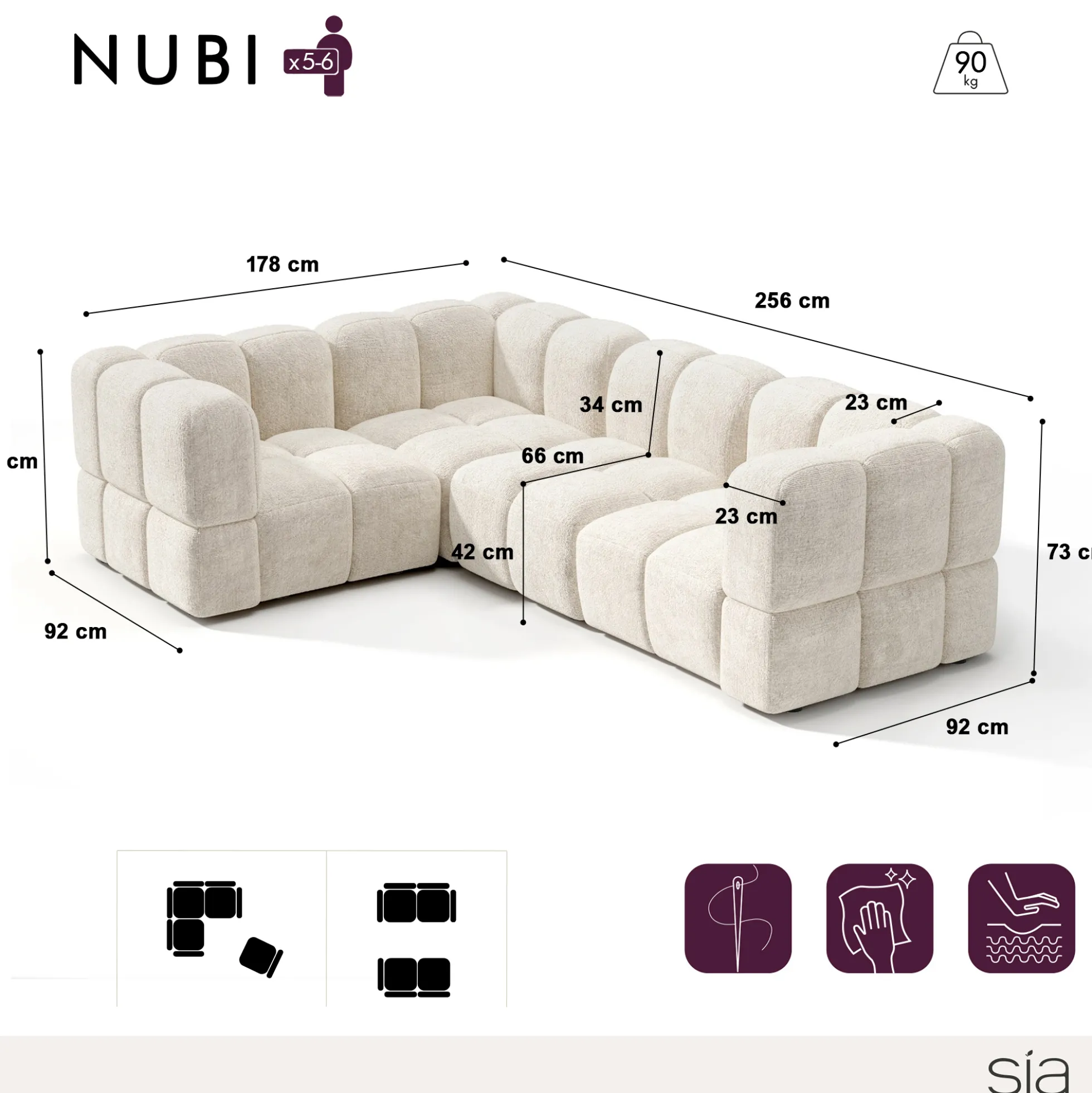 Canapé d'angle gauche modulable NUBI