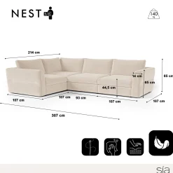 Canapé d'angle gauche modulable 5-6 places Nest