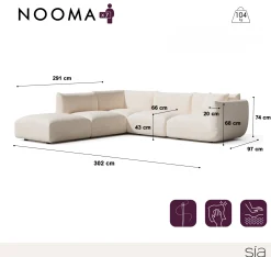 Canapé grand angle gauche modulable 7 places NOOMA
