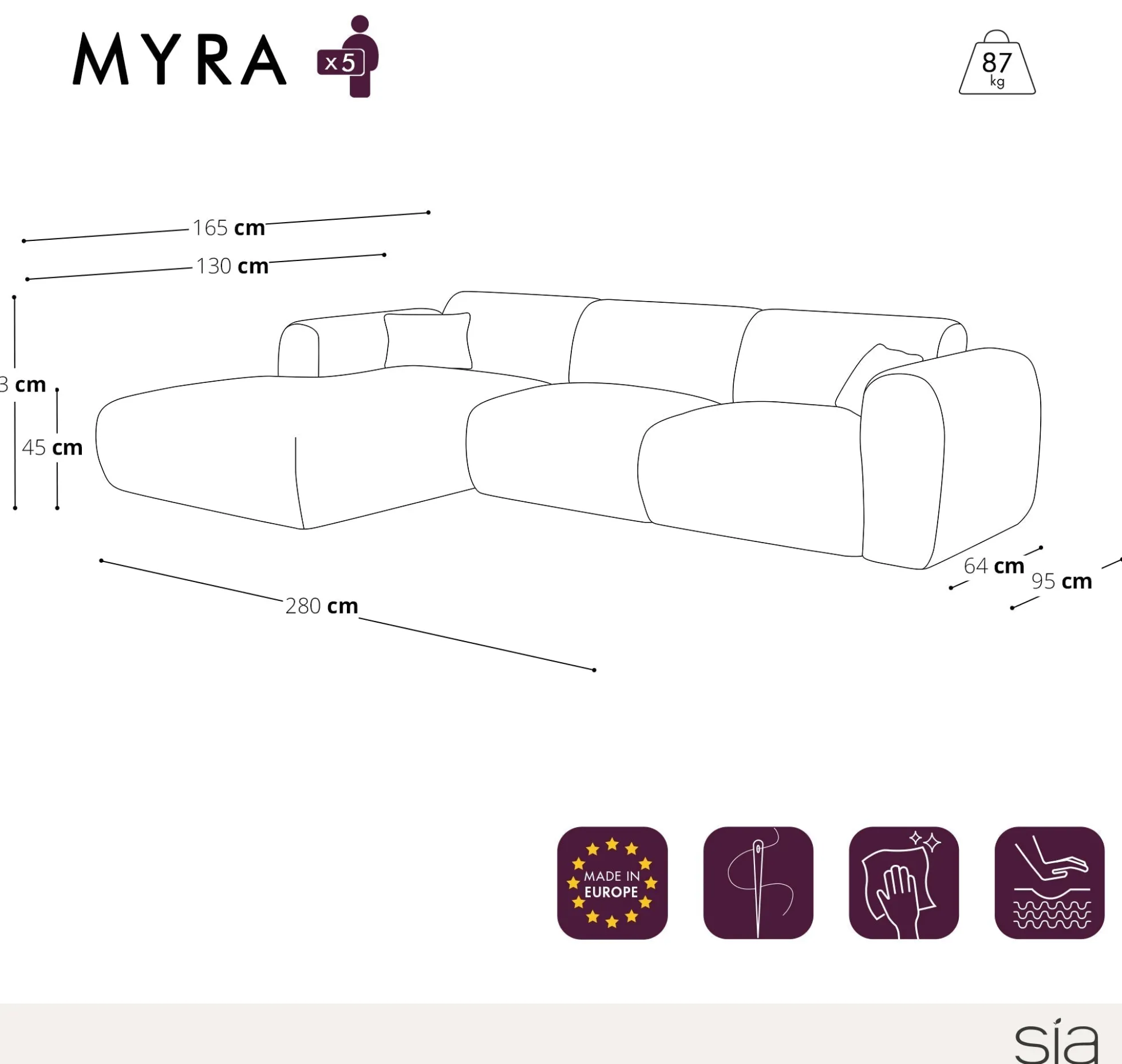 Canapé Grand Angle Gauche Myra