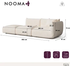 Canapé modulable 4-5 places droit NOOMA