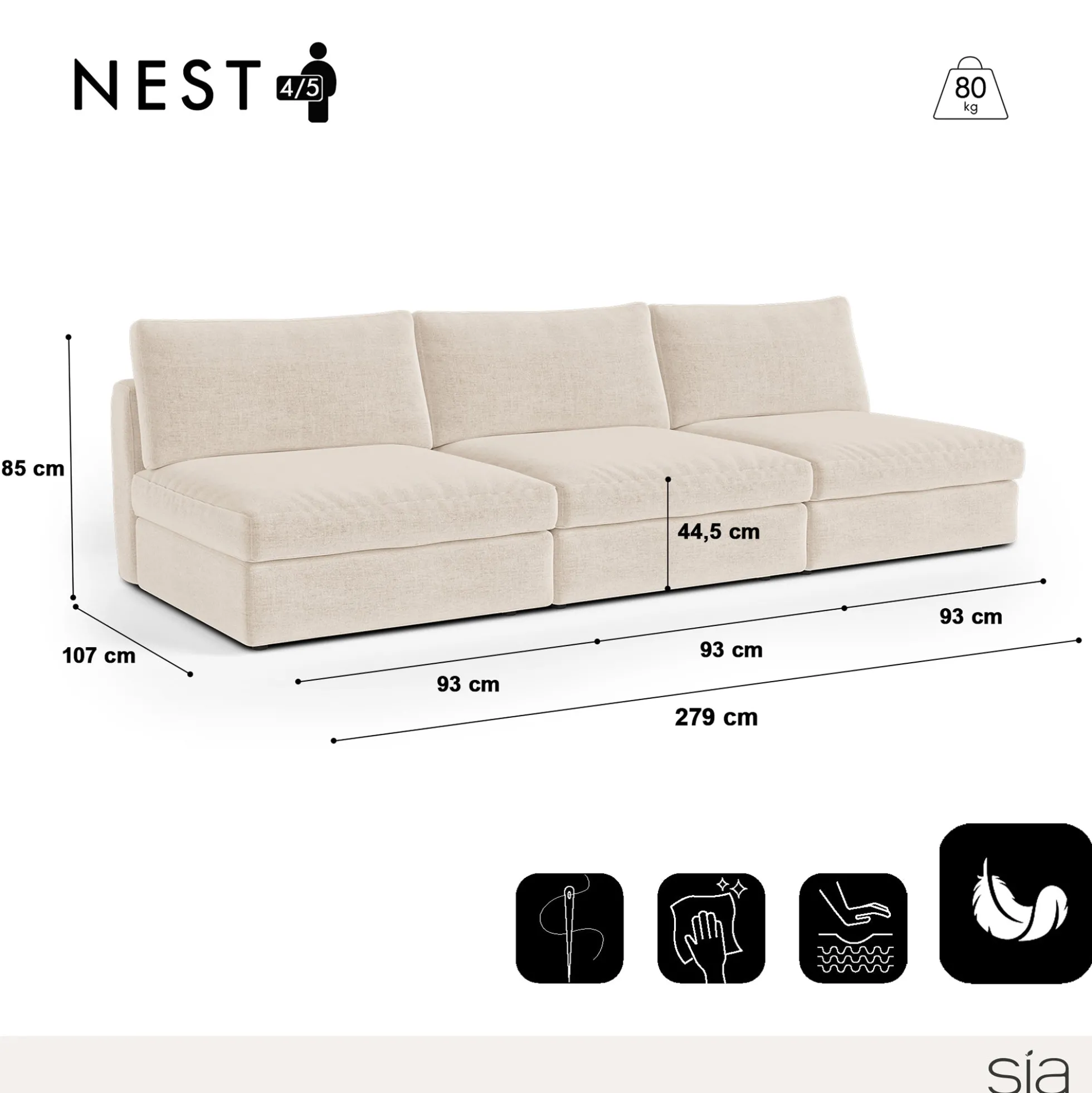 Canapé modulable 4-5 places Nest