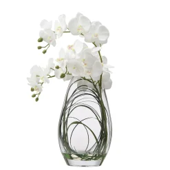 Composition d'Orchidée Artificielle avec vase et herbe d'ours 46cm
