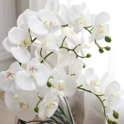 Composition d'Orchidée Artificielle avec vase et herbe d'ours 46cm