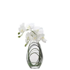 Composition d'Orchidée Artificielle avec vase et herbe d'ours 29cm