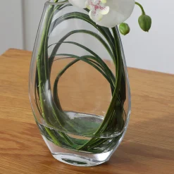Composition d'Orchidée Artificielle avec vase et herbe d'ours 29cm