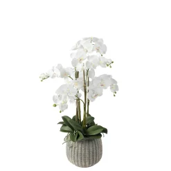 Composition d'Orchidée Artificielle Vase gris