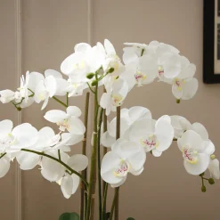 Composition d'Orchidée Artificielle Vase gris