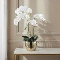Composition d'Orchidée Vase Doré 79cm
