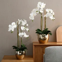 Composition d'Orchidée Vase Doré 79cm