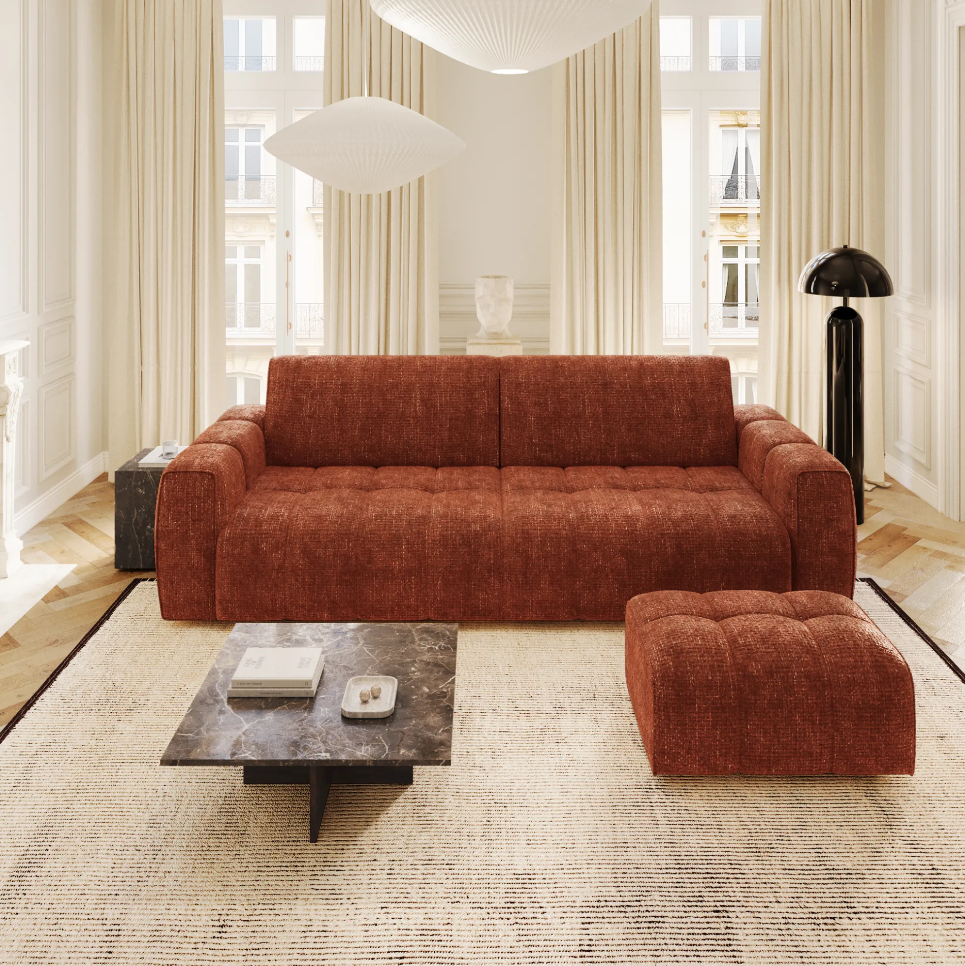 Ensemble Canapé Et Pouf Bari