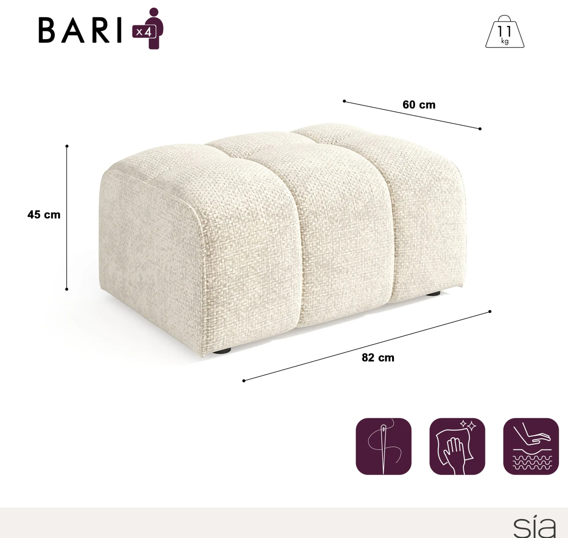 Ensemble Canapé Et Pouf Bari
