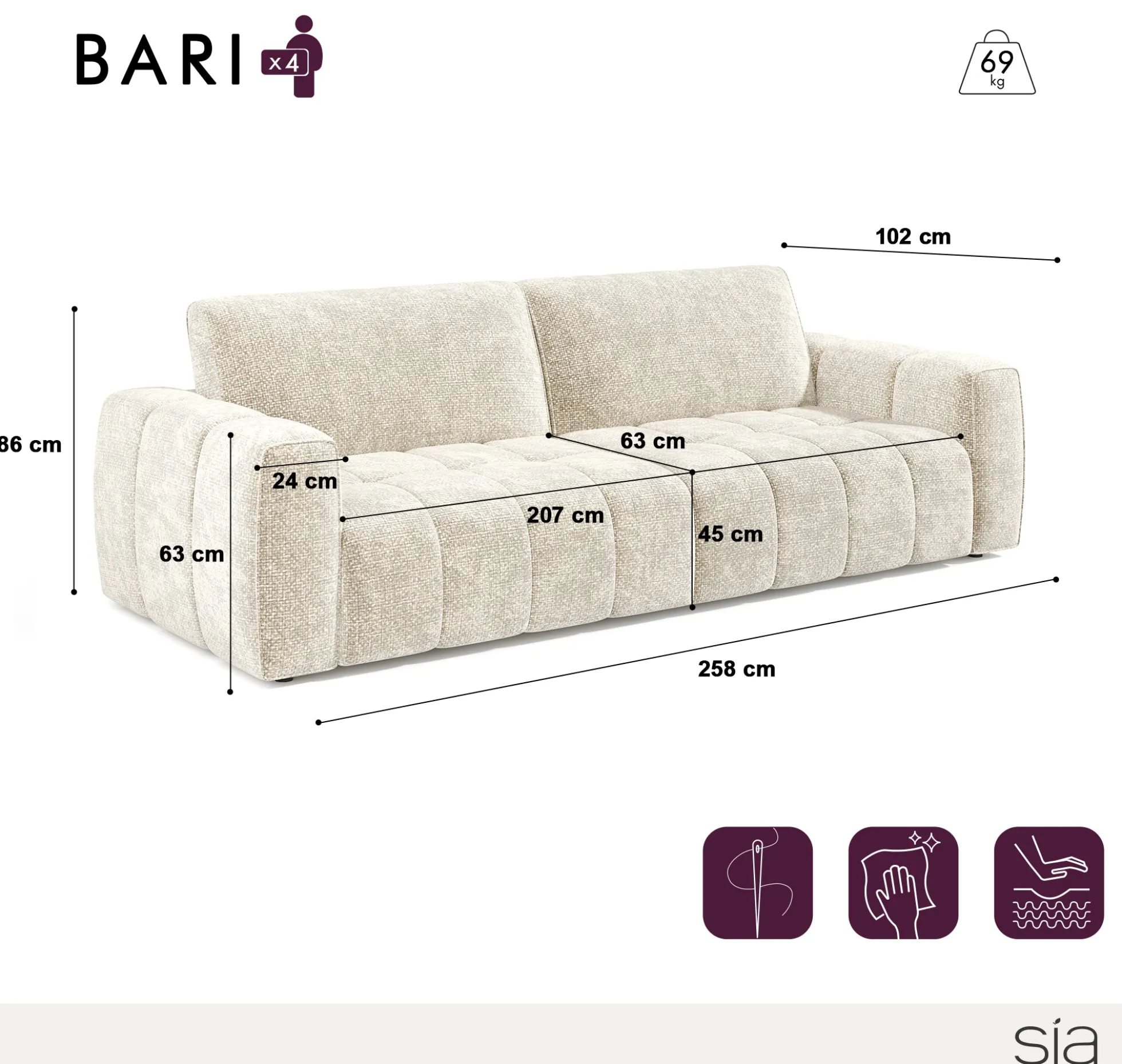 Ensemble Canapé Et Pouf Bari