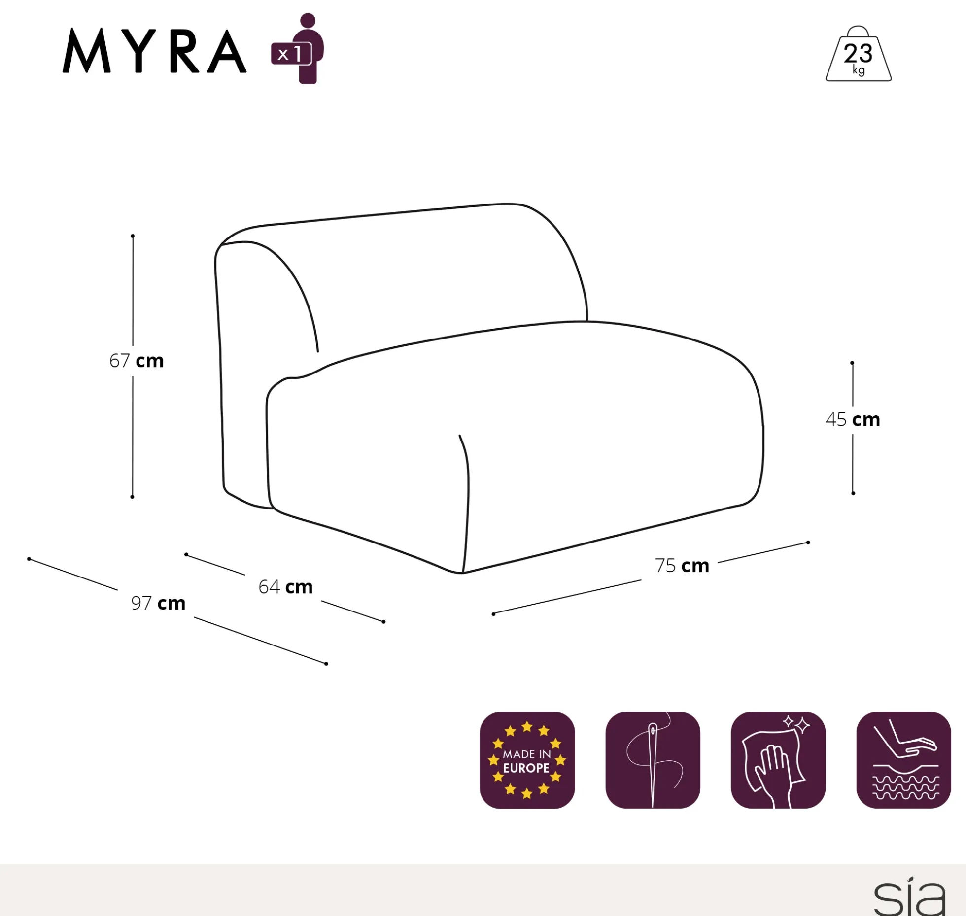 Fauteuil Myra Sans Accoudoirs