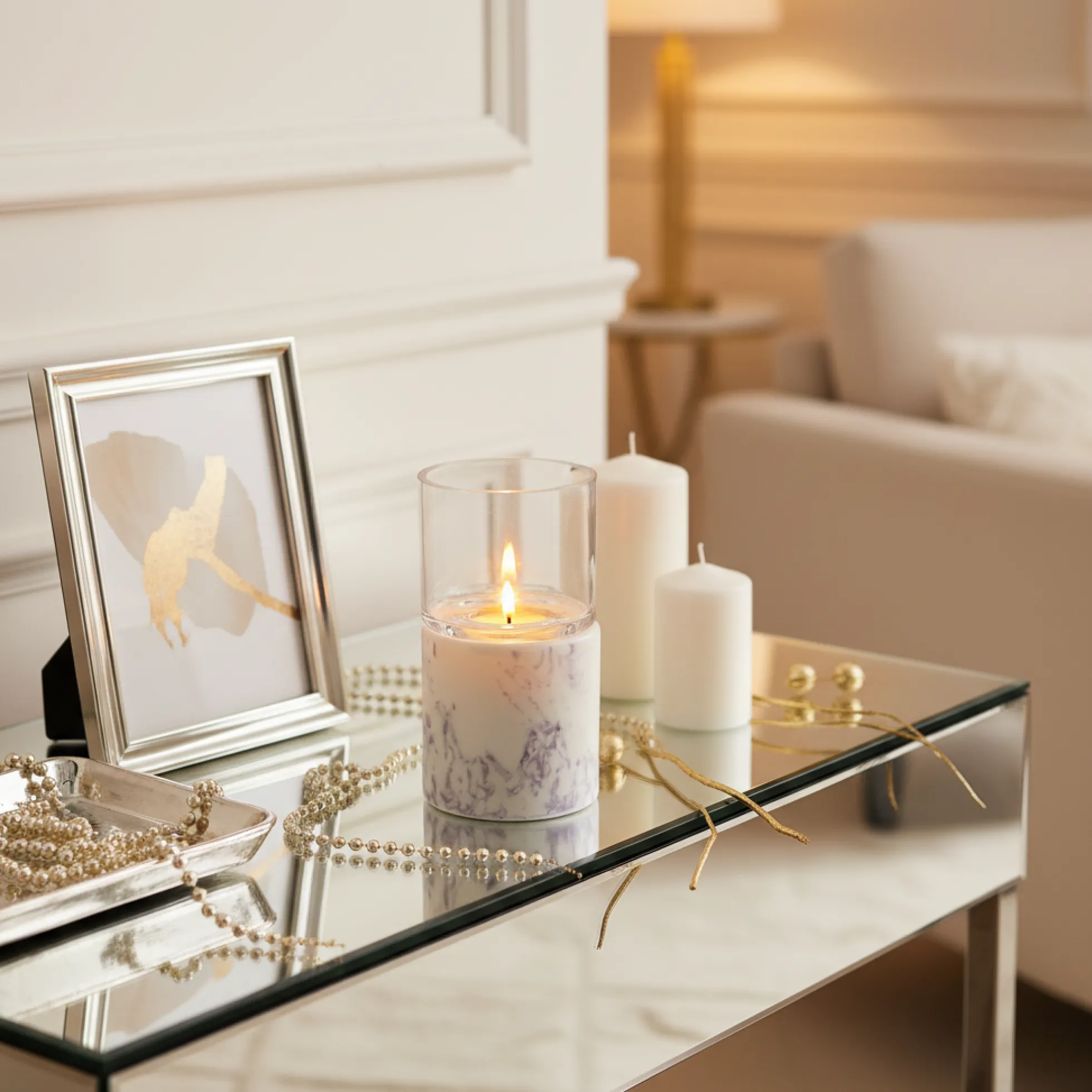 Porte-Bougie en Effet Marbre Petit Format