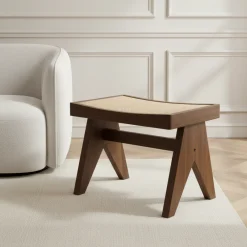 Tabouret en chêne et rotin Tao