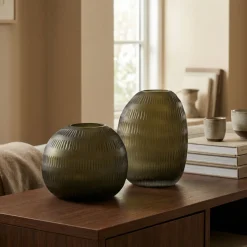 Vase en verre soufflé découpé Verdalys 25 cm
