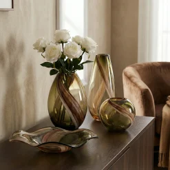 Vase en verre soufflé Olivine 17 cm