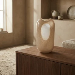 Vase en verre soufflé Opale 37 cm